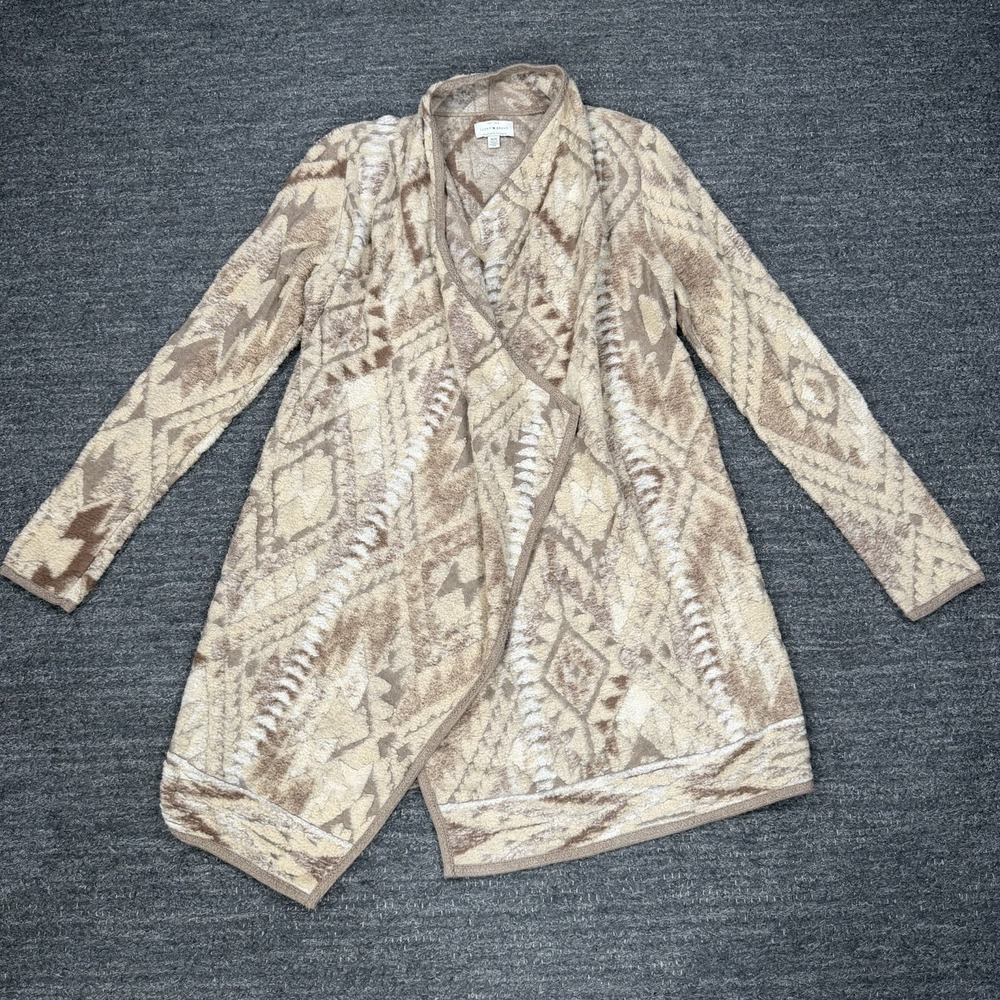 Lucky Brand Sweater Medium Southwestern Draped Open Front Cardigan Cotton Blend